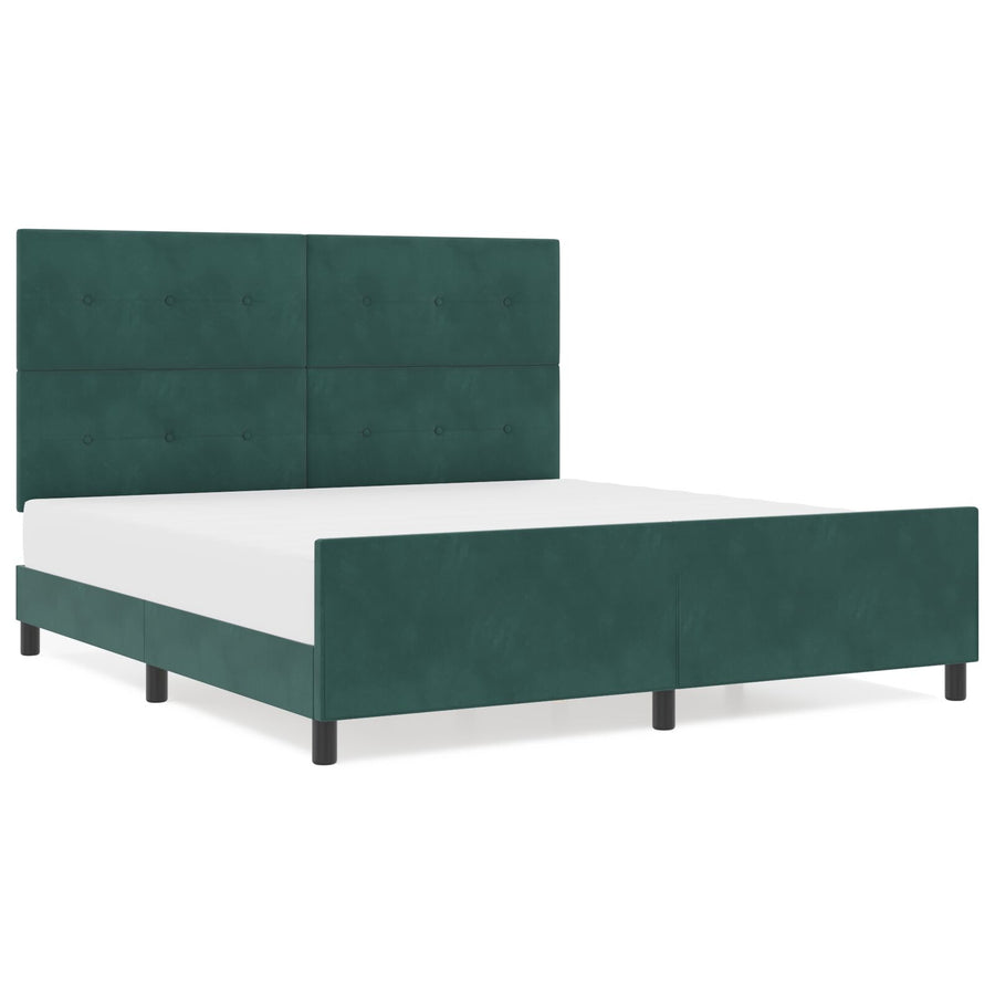Bed Frame Donkergroen 180X200 Cm Fluweel Crème