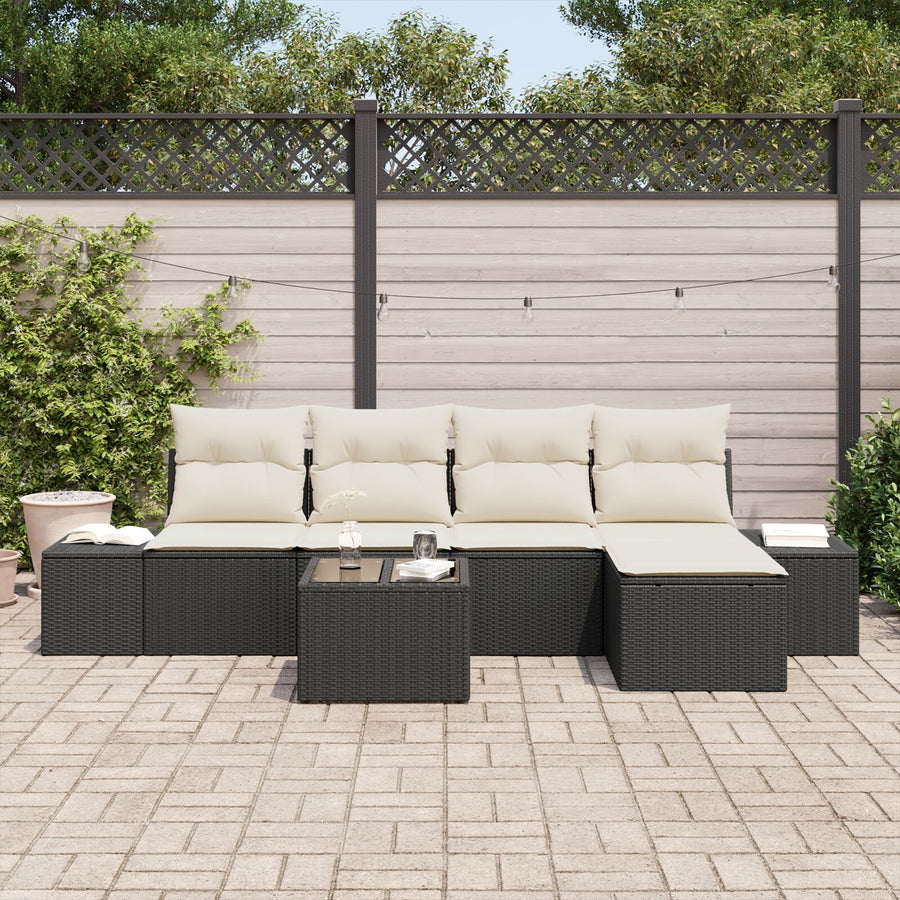 5-Delige Tuin Sofa Set Met Kussens Bruin Poly Rattan
