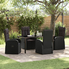Tuinstoelenset poly rattan zwart 5-delig