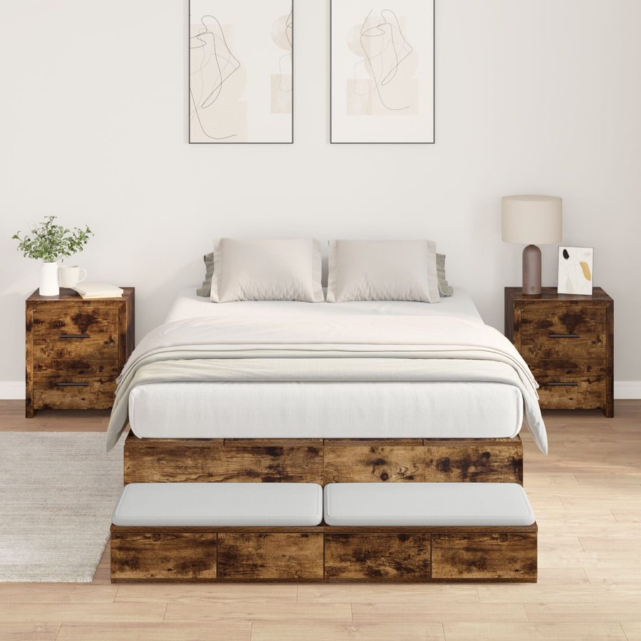 Opbergbedframe Gerookt Eiken 120X200 Cm Artisanaal Eiken