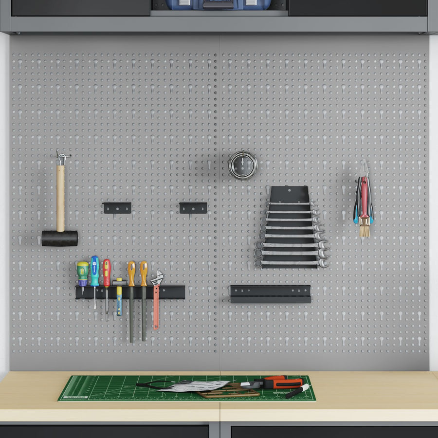 Pegboards 2 Pack Met 8 Accessoires, Grijs, 50X Staal 80 cm