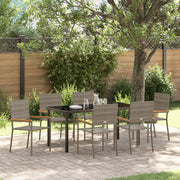 Eettafelset tuin 7 personen poly rattan grijs