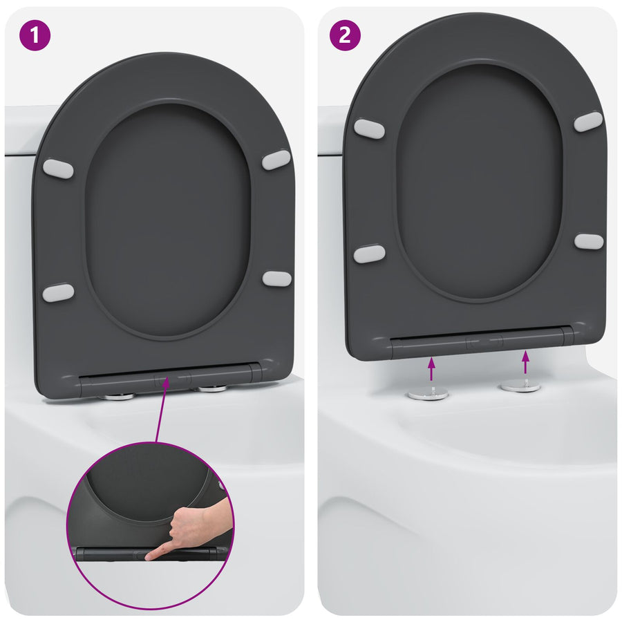 Snelle Toiletbril Met Zachte Sluiting Duroplast Anthraciet