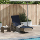 Ligstoel poly rattan grijs marineblauw 55x200x92 cm