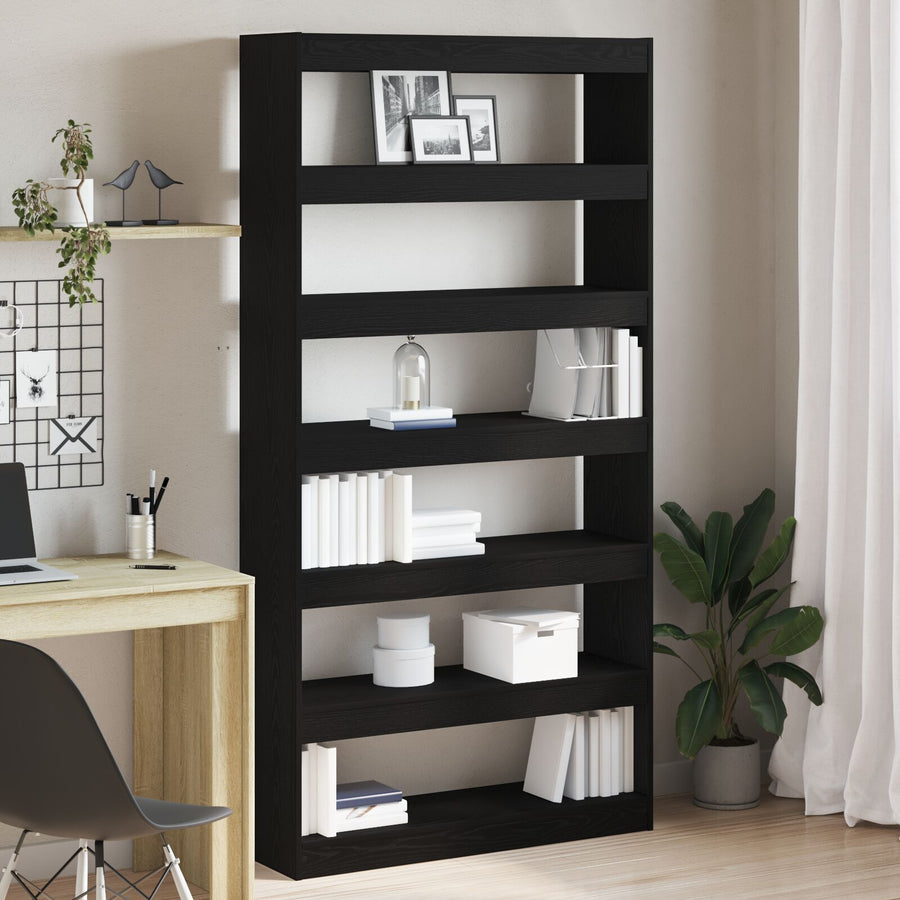 Boekenkast Zwart Eiken Bewerkt Hout 100 X 30 X 198 Cm Planken