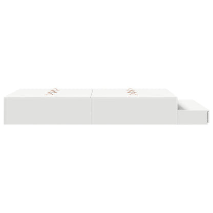 Opbergbedframe Wit Bewerkt Hout 120 X 190 Cm Opbergbedframe Artisanaal Eiken