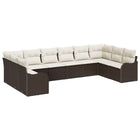 Tuinset poly rattan bruin 10-delig