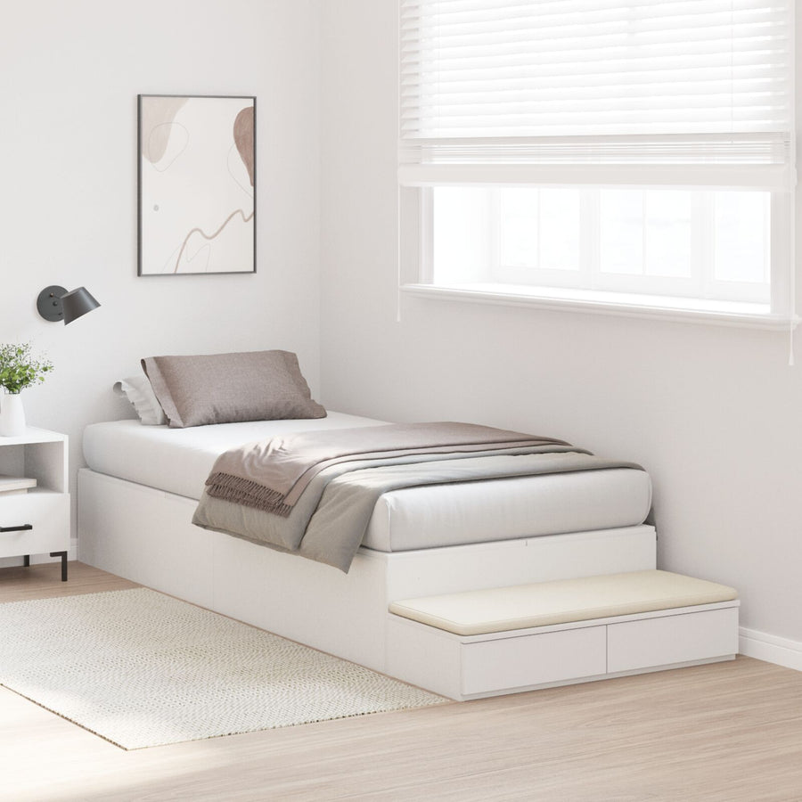 Opbergbedframe Wit Bewerkt Hout 236,5 X 90 X 31,5 Cm Artisanaal Eiken