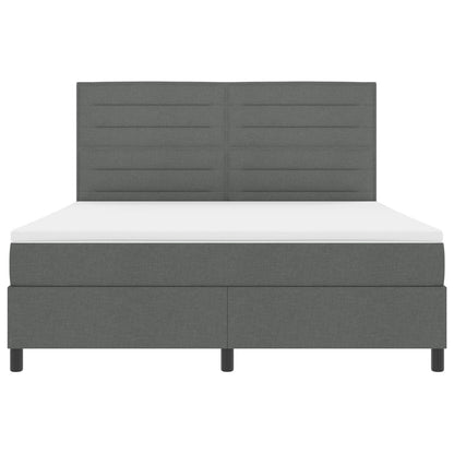 Boxspring Bed Met Matras Super King Stof Donkergrijs 180 x 200 cm Lijnen ontwerp