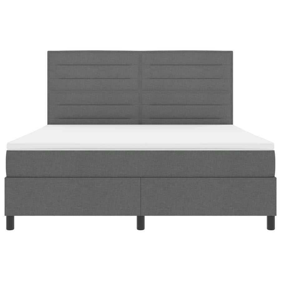 Boxspring Bed Met Matras Super King Stof Donkergrijs 180 x 200 cm Lijnen ontwerp