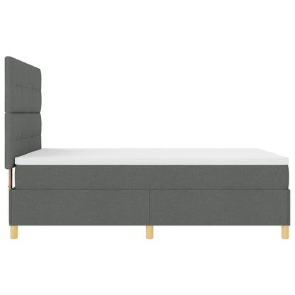 Boxspringbed Met Matras Donkergrijs 140X190 Cm Stof Blauw