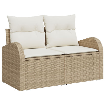 3-Delige Tuin Sofa Set Met Kussens Beige Poly Rattan