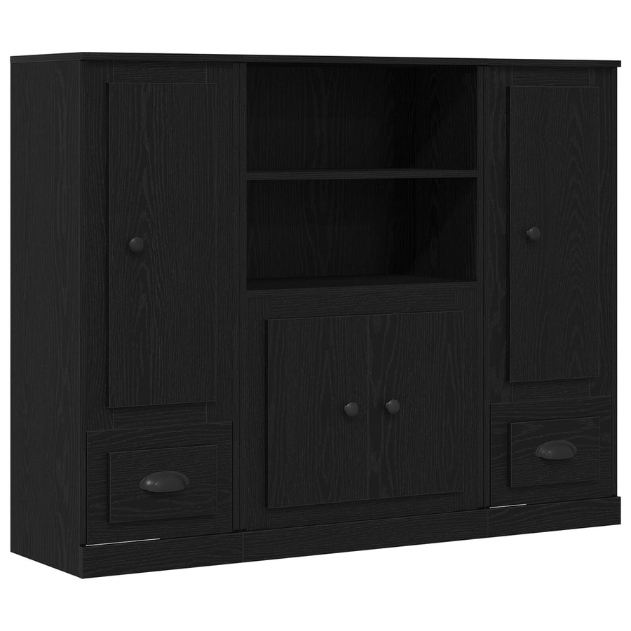 Highboard 132X35,5X103,5 Cm Gelaagd Hout Zwart eiken