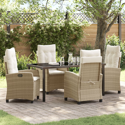 5-Delige Tuinset Met Kussens Beige Poly Rattan