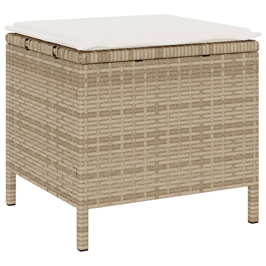 3-Delige Tuin Eetset Met Kussens Poly Rattan Acacia 80 cm Beige en crème 2 krukken