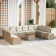 Loungeset poly rotan 11 personen beige