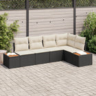 Outdoor Lounge Set with cushions 5 pcs Black Poly rattan