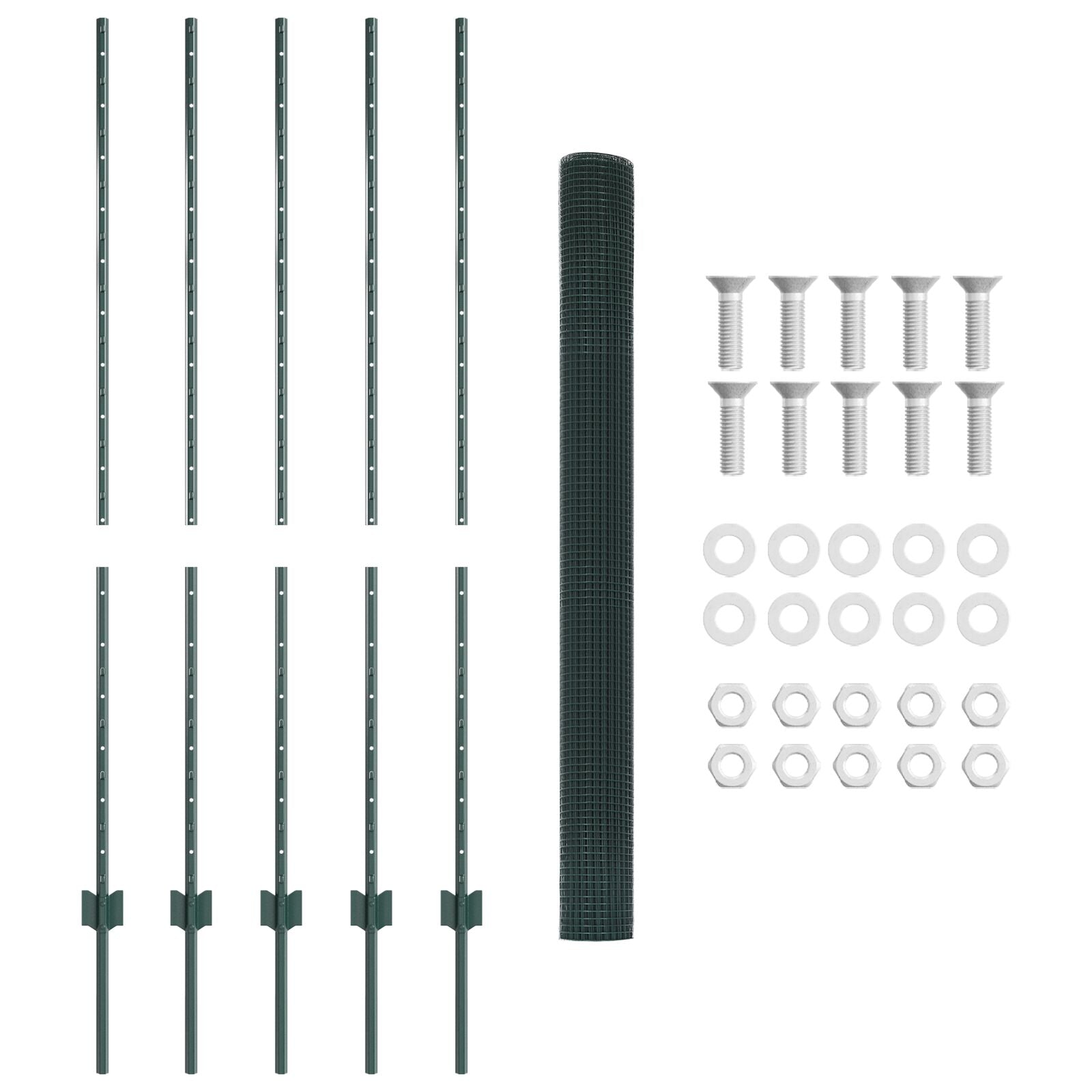 Gelast Gaashek Met 5 U-Posten Groen 1.4X10 M Staal