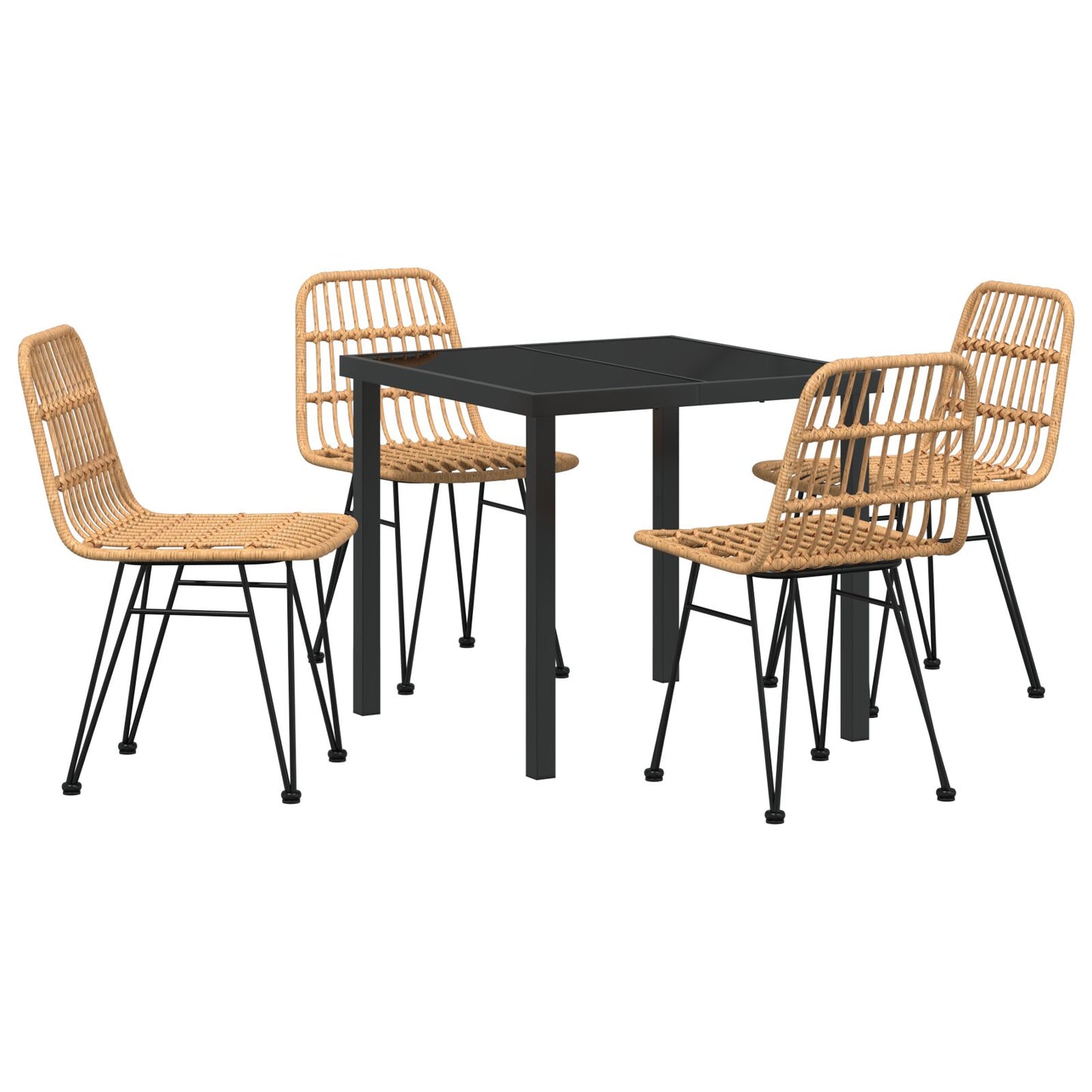 5-Delige Tuin Eetset Bruin Poly Rattan