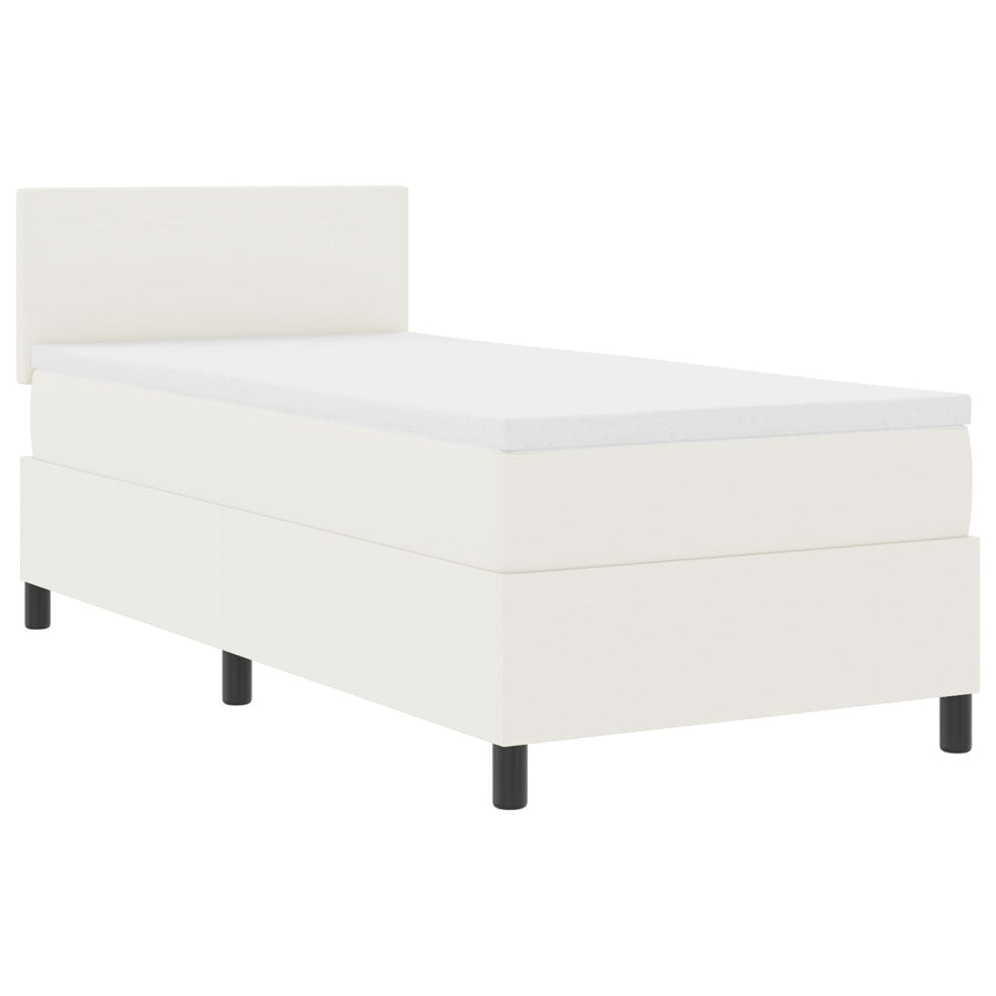 Boxspringbed Met Matras Crème 100X200 Cm Corduroy Stof