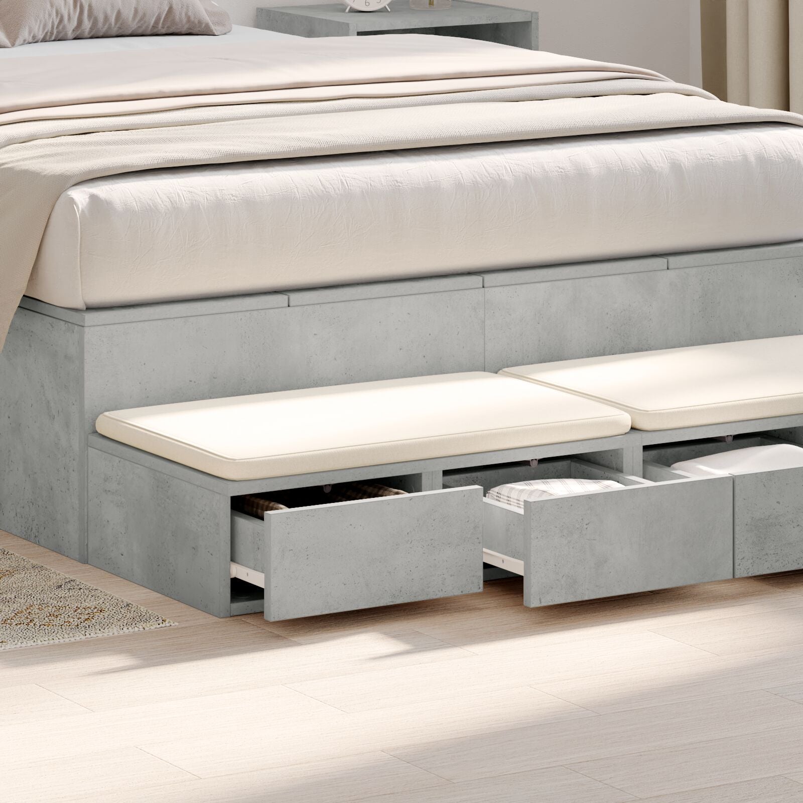 Bed Lades Geengineerd Hout Beton grijs 120 x 36.5 x 16.5 cm