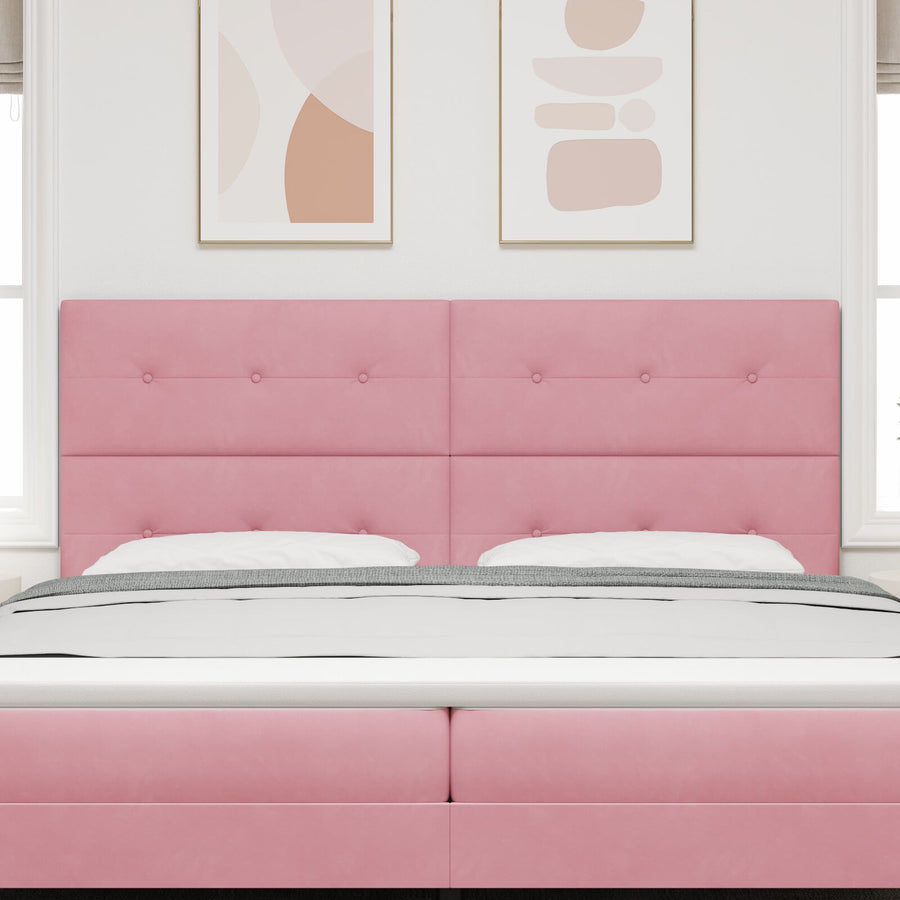 Hoofdbord Knoop Tufted Fluweel Roze 200 cm Hoog hoofdeind