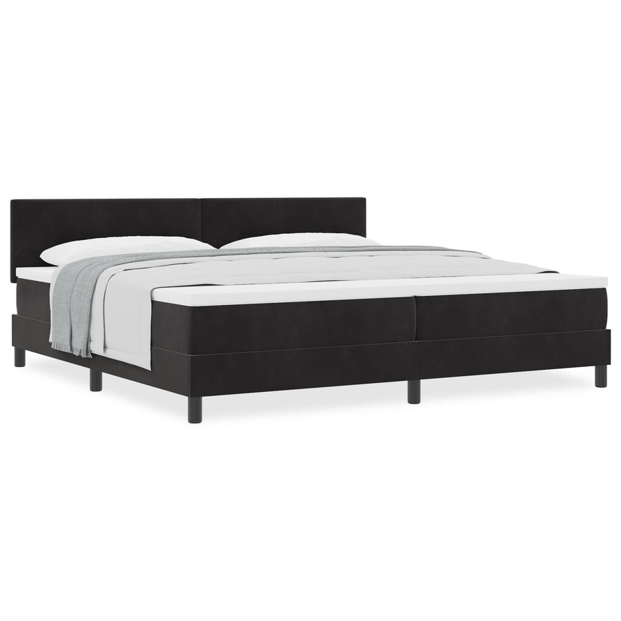Boxspringbed Met Matras Zwart 200X200 Cm Fluweel Blauw