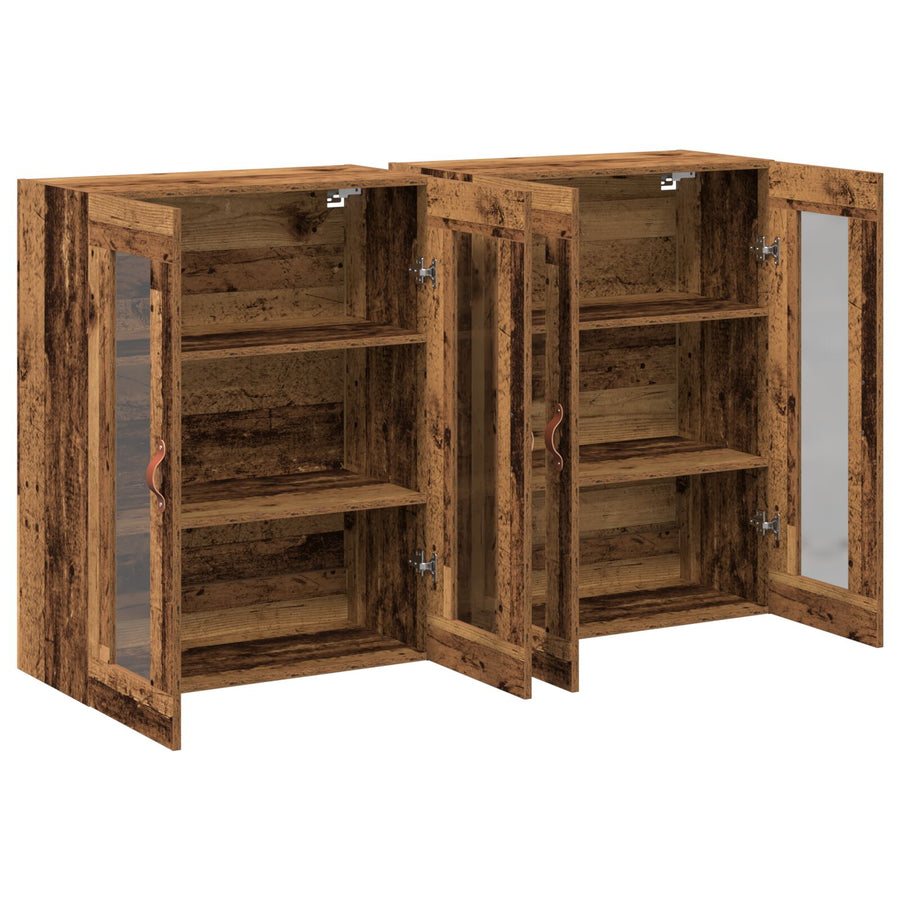 Wandkasten 2 Stuks Oude Hout 69.5X34X90 Cm Gefabriceerd Hout