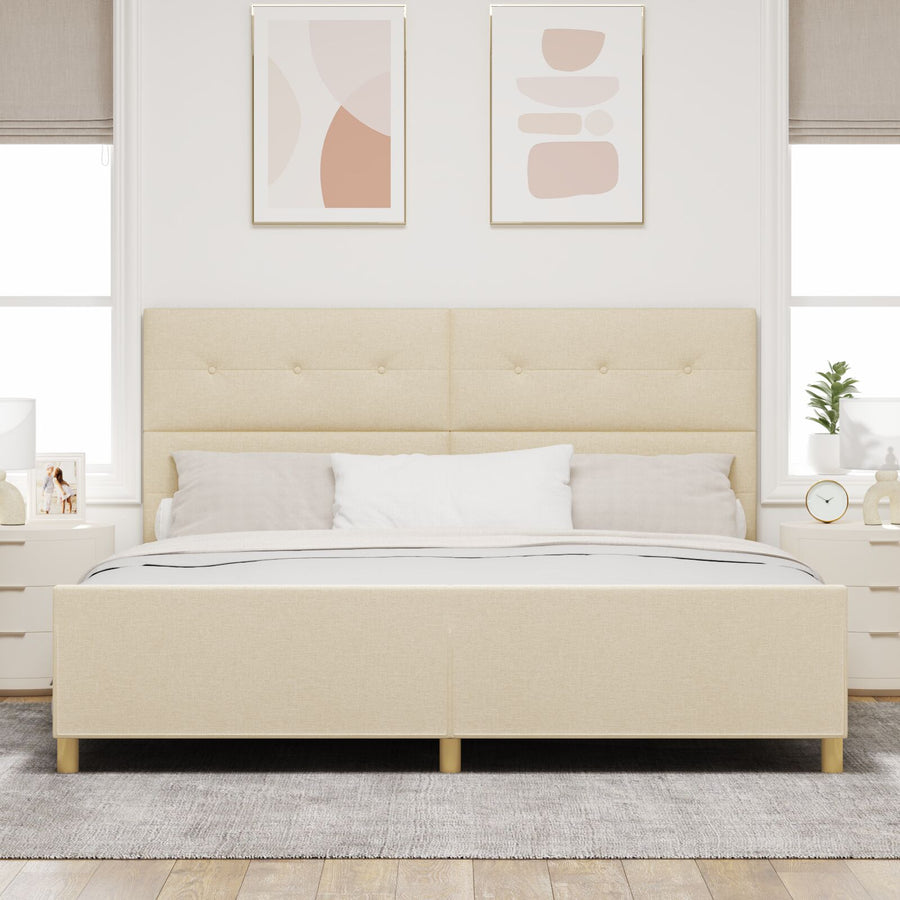 Bedframe Crème 200X200 Cm Stoffen Crème