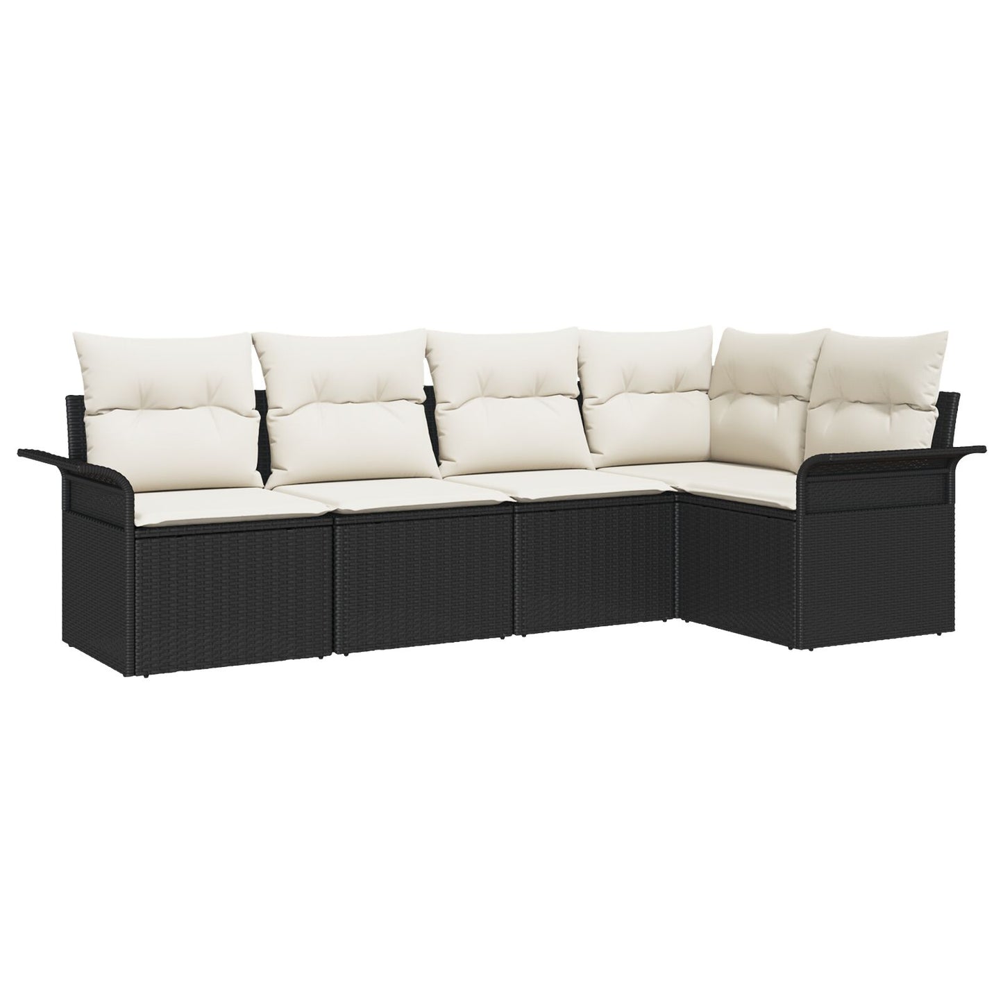5-Delige Tuin Sofa Set Met Kussens Zwart Poly Rattan