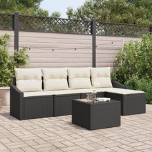 Tuin Sofa Set Set Van 6 Zwart Rattan Buitensofa Rechthoekig Gegalvaniseerd Staal