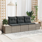 Garden Bench Set with Storage 3 pcs Grey Poly Rattan