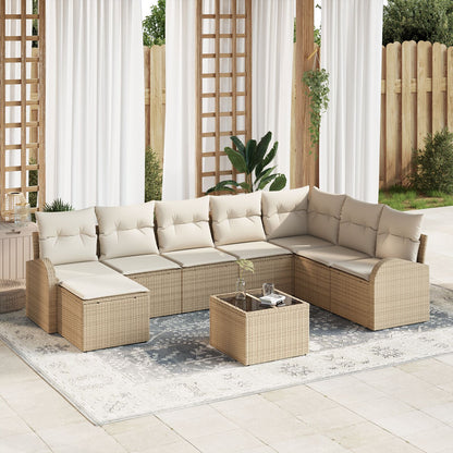 Tuin Sofa Set Set Van 9 Crème Rattan Tuin Sofa Set Rechthoekig