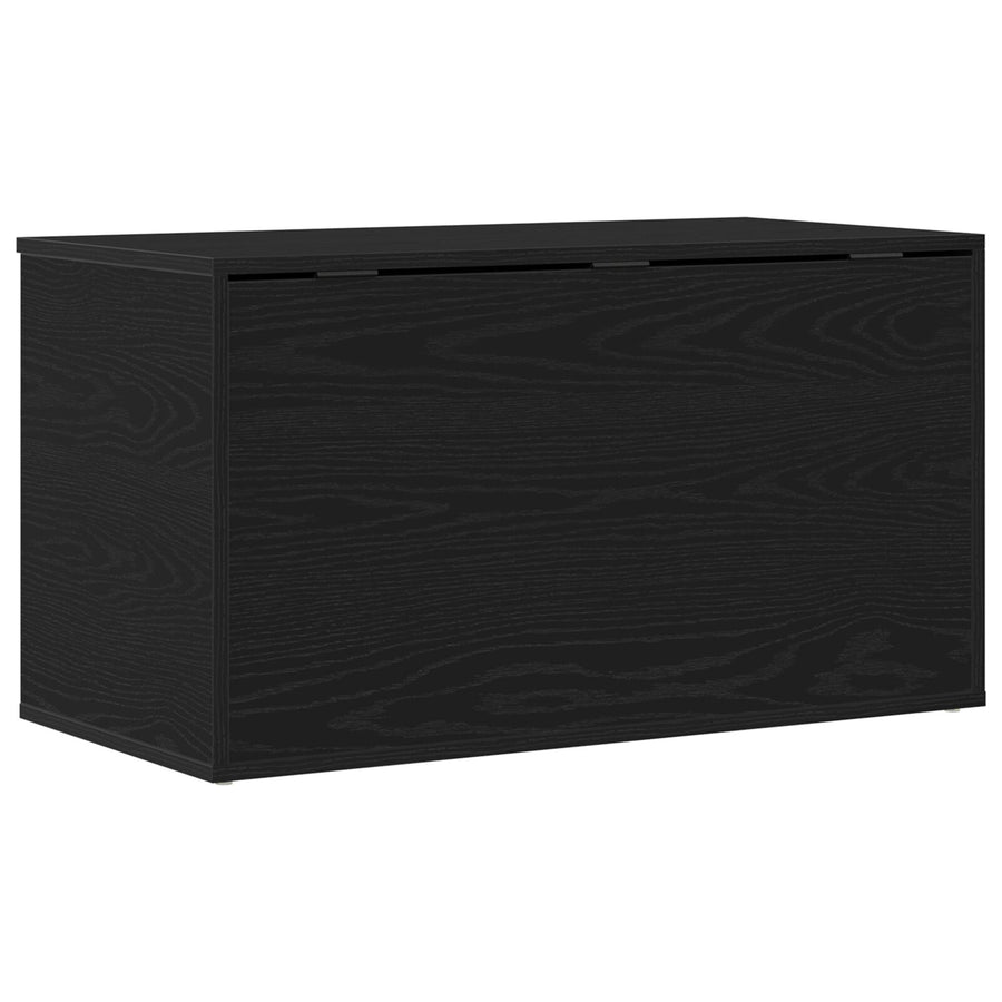 Opbergkist Zwart Eiken 84X42X46 Cm Bewerkt Hout