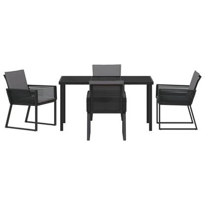 5-Delige Tuin Eetset Met Kussens Zwart Poly Rattan