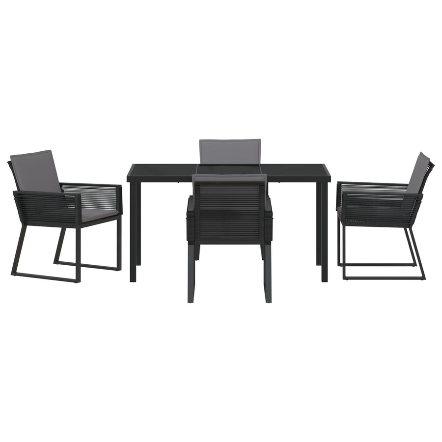 5-Delige Tuin Eetset Met Kussens Zwart Poly Rattan