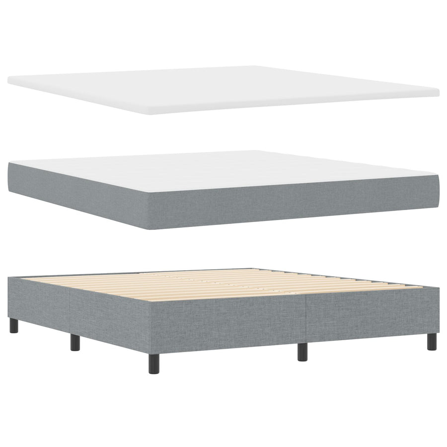 Boxspringbed Met Matras Lichte Grijs Super King Stof Lichtgrijs 180 x 200 cm Knop-geknopt