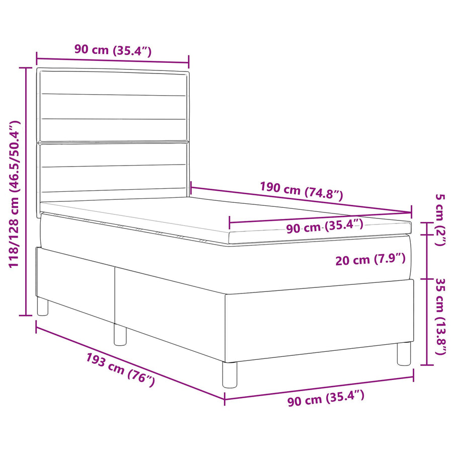 Boxspringbed Met Matras Blauw Eenpersoons Stof Blauw