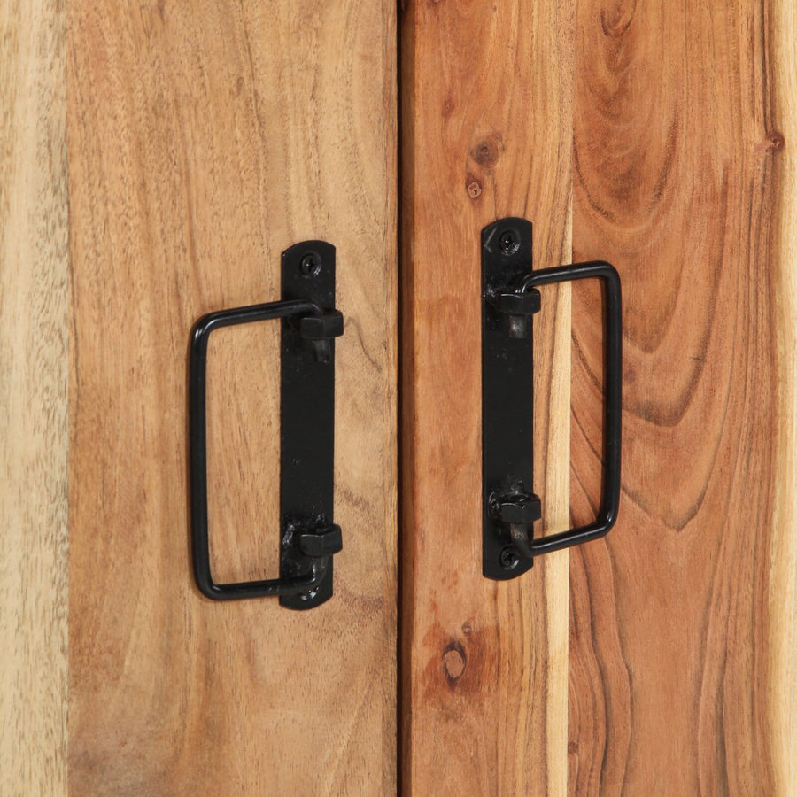 Schoenenkast Zwart 30X30X40 Cm En Staal Massief acaciahout