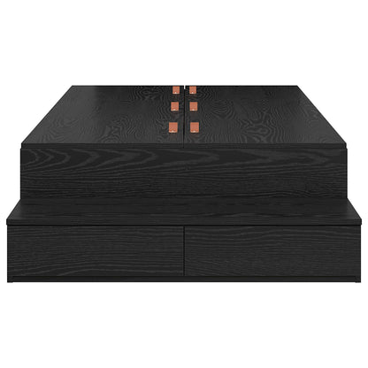 Opbergbedframe Zwart Eiken Bewerkt Hout 236,5 X 90 X 31,5 Cm Artisanaal Eiken