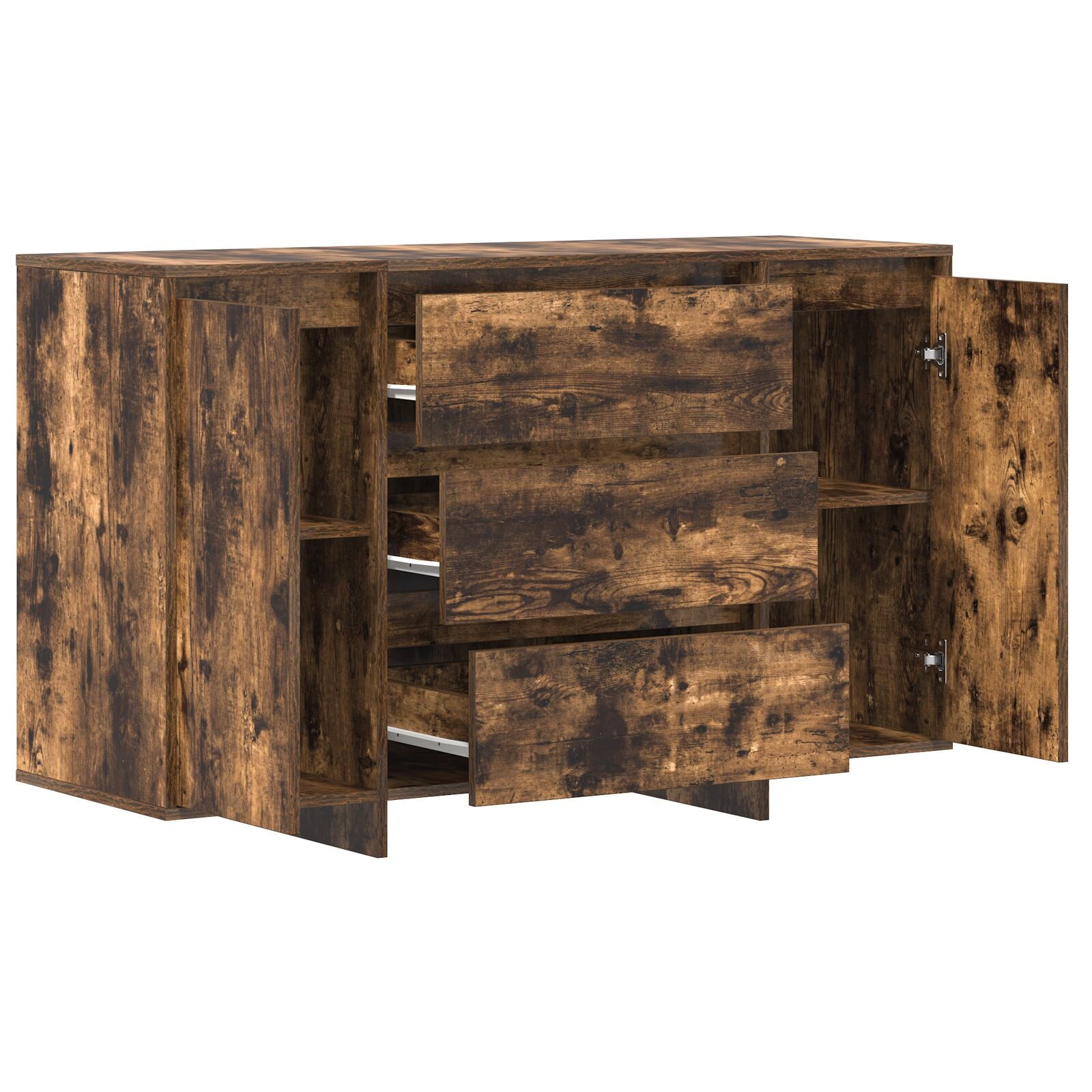 Dressoir Gerookte Eik Massief Hout Dressoir Rechthoekig