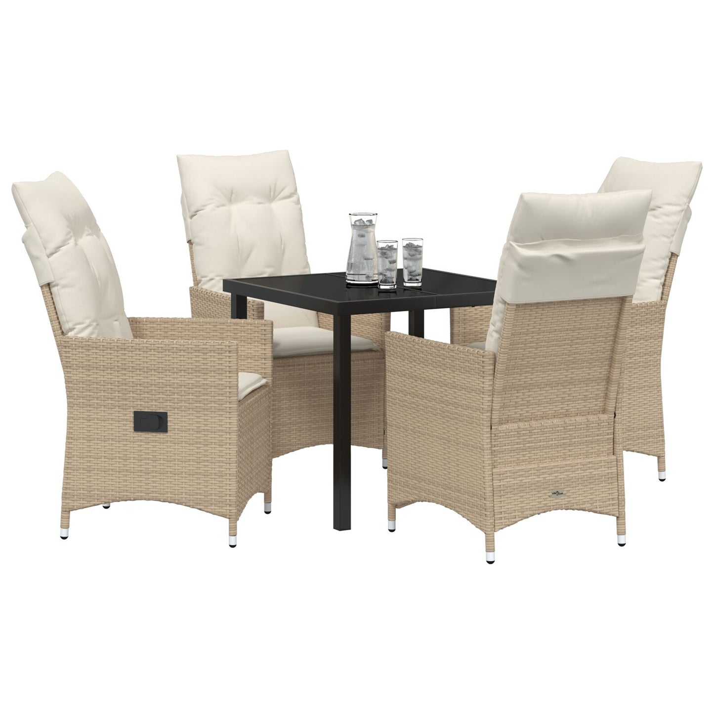 5-Delige Tuin Eetset Met Kussens Beige Poly Rattan