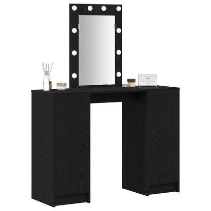 Kaptafel Met Led Verlichting 102X33X135 Cm Zwart eiken