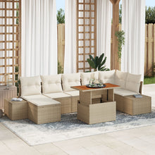 8 Delige Tuinbankset Met Kussens Beige Poly Rattan