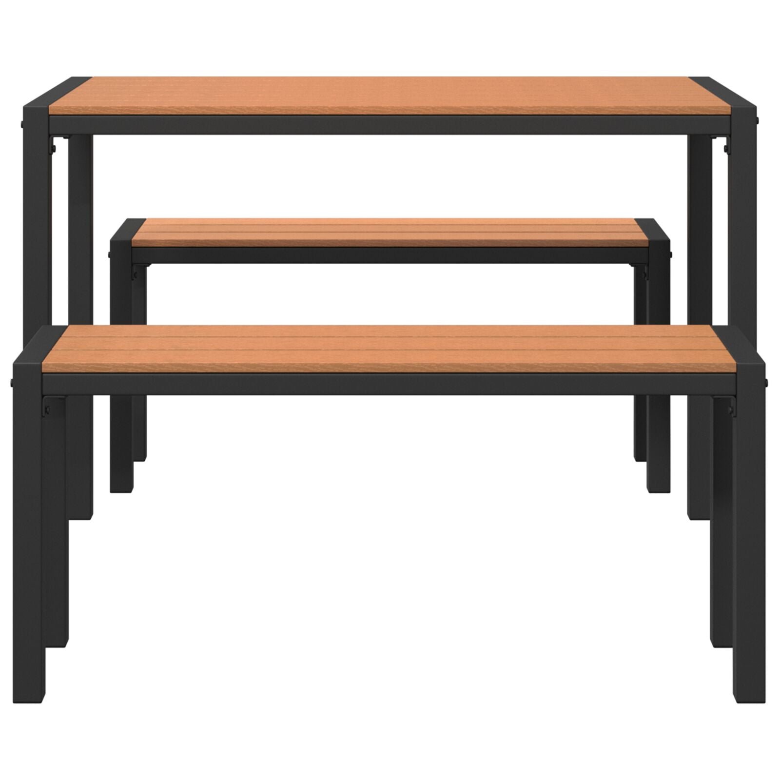 3 Delige Tuin Eetset Van Staal En Wpc Bruin