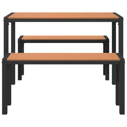 3 Delige Tuin Eetset Van Staal En Wpc Bruin