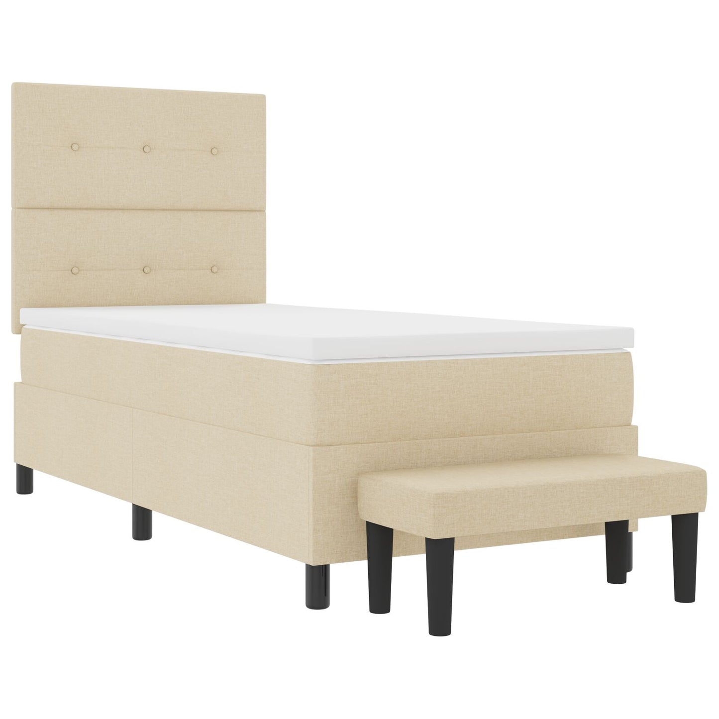 Boxspringbed Met Matras & Bank Stof Crème 80 x 200 cm Knopgevoerd