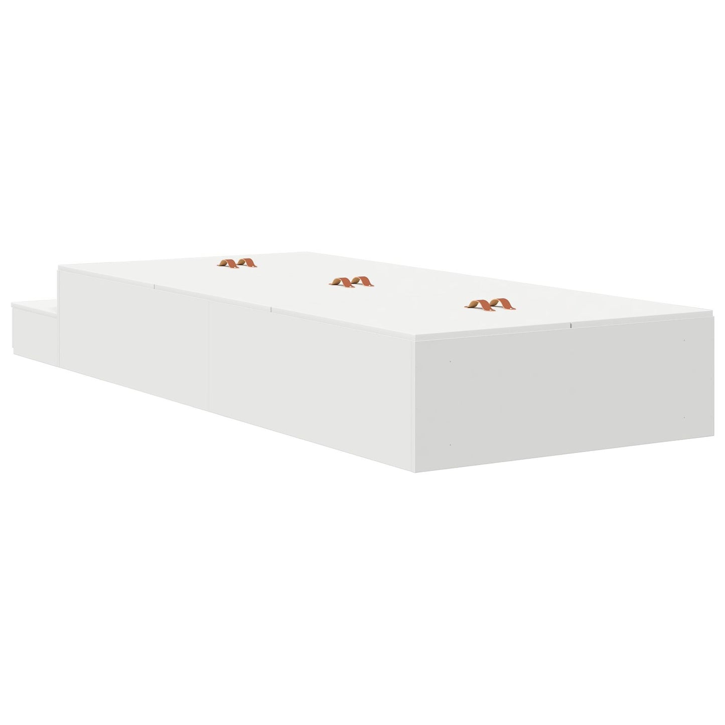 Opbergbedframe Wit Bewerkt Hout 236,5 X 90 X 31,5 Cm Artisanaal Eiken