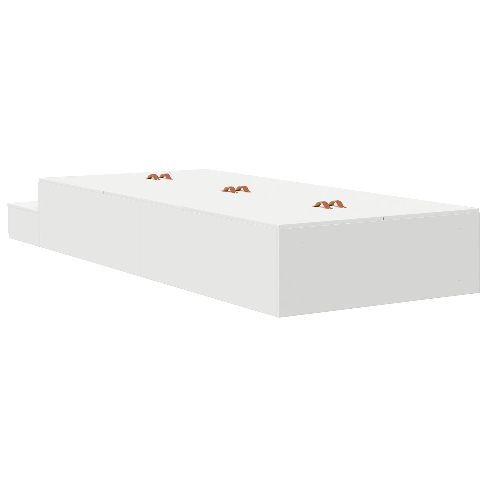 Opbergbedframe Wit Bewerkt Hout 236,5 X 90 X 31,5 Cm Artisanaal Eiken