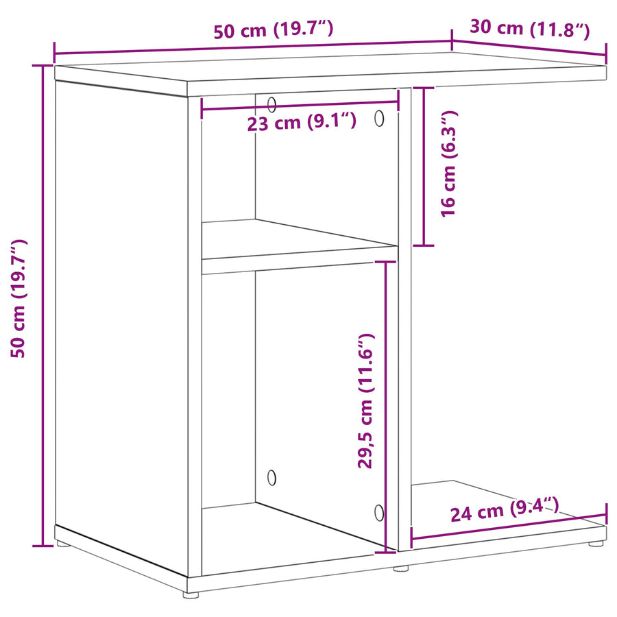 Bijzettafel Zwart Eiken 50X30X50 Cm Samengesteld Hout